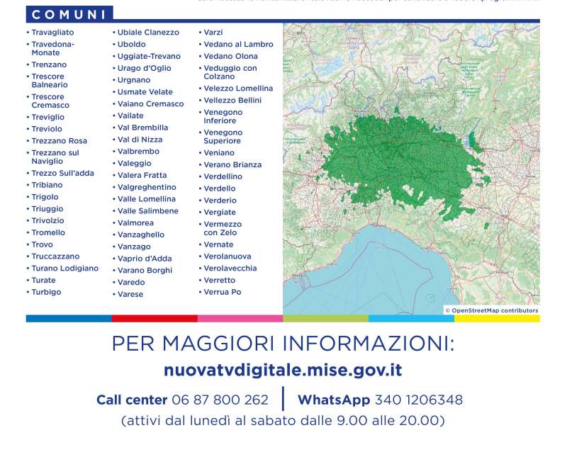 Rilascio banda 700 e refarming frequenze Digitale Terrestre Lombardia (8 Marzo 2022)